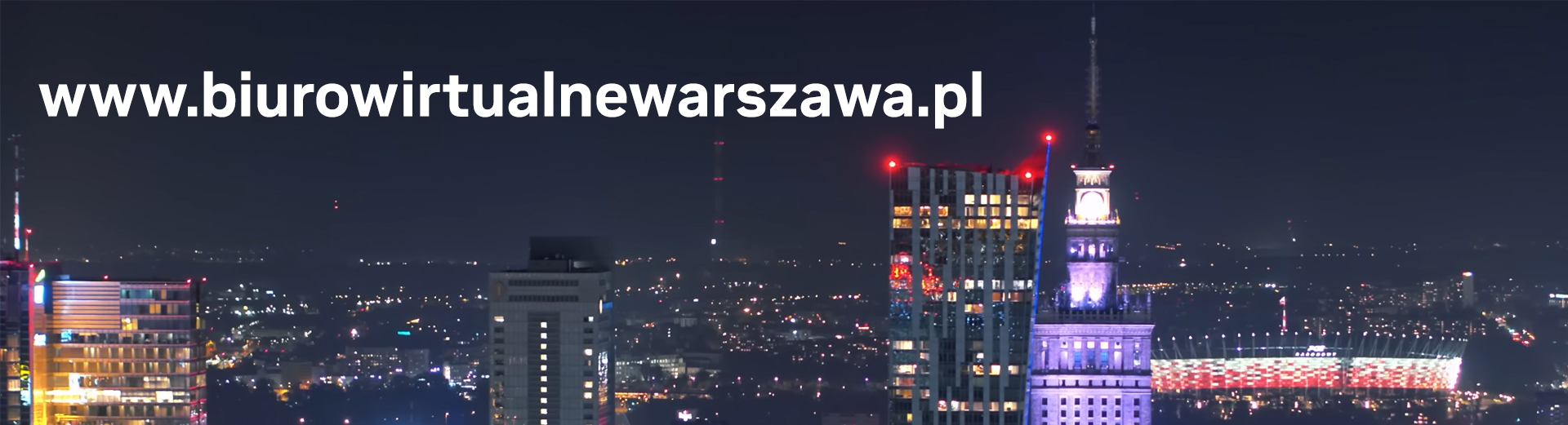 widok nocnej Warszawy